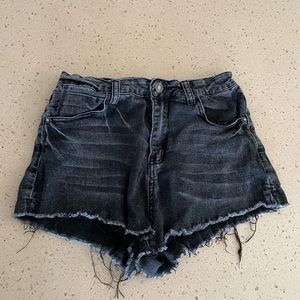 Denim distressed shorts
